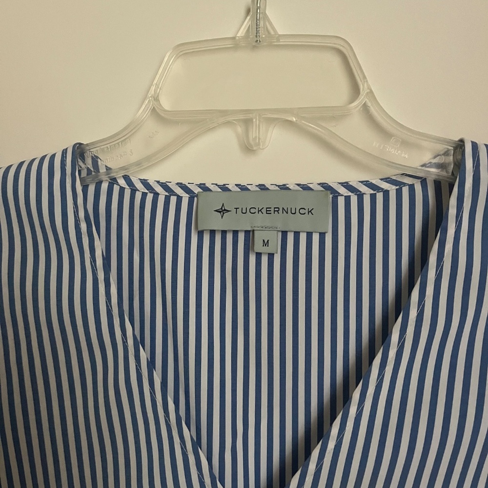 Tuckernuck Blue Stripe Easton Blouse Medium - Picture 4 of 6